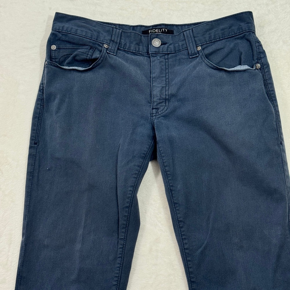 Fidelity Denim Pants Mens 31 Navy Blue Slim Straight Stretch Made in USA Chino - Picture 2 of 14